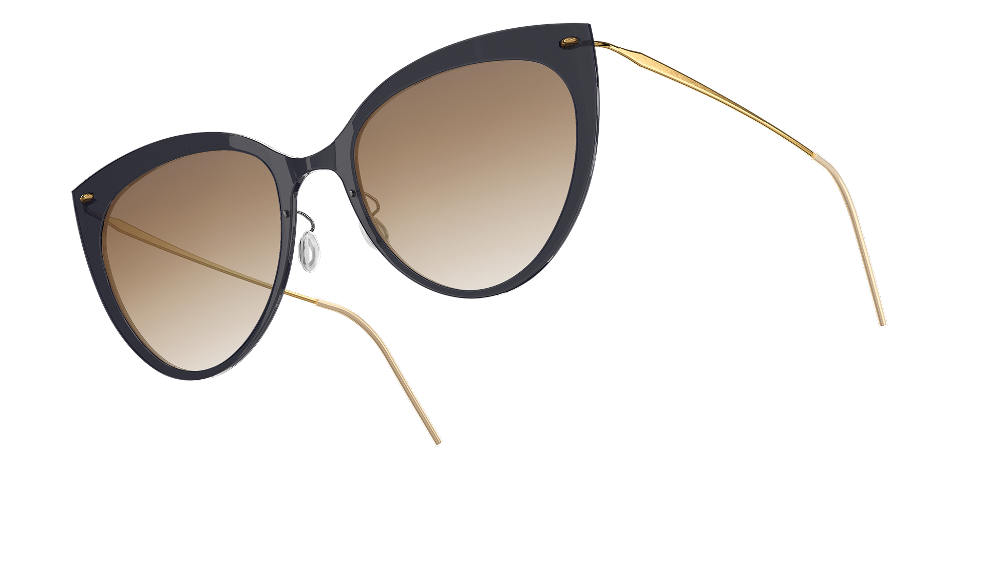 LINDBERG sun titanium, Modell 8311, Sonnenbrille für Damen im Cateye-Stil mit getönten Gläsern mit Farbverlauf im warmen Braunton SL24