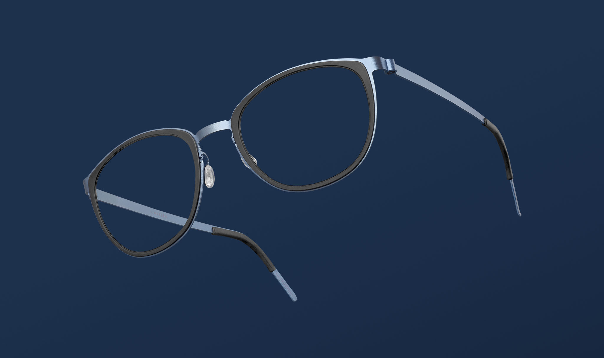 LINDBERG Strip Model 9737 rounded square glasses in blue titanium