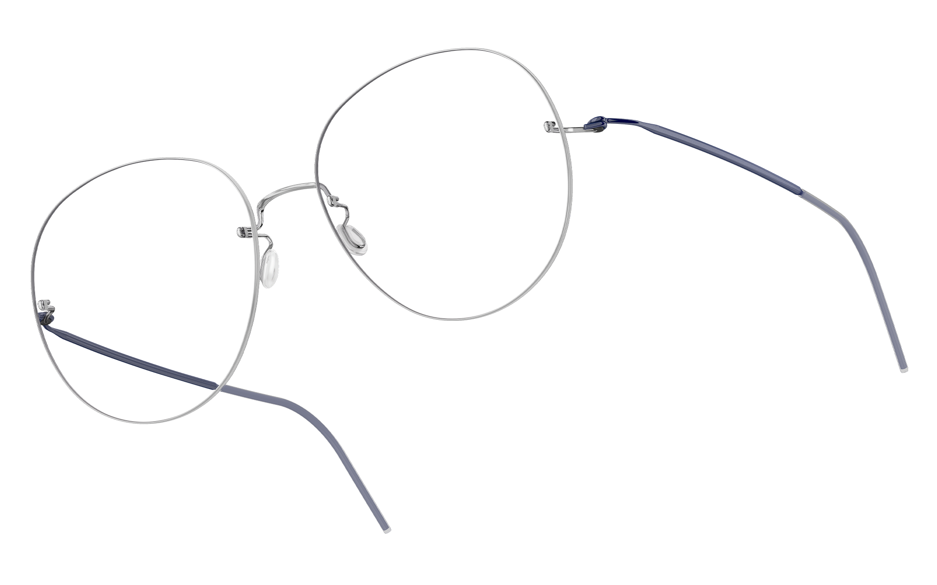 LINDBERG titanium model 2446 rimless round glasses in blue colour PU13