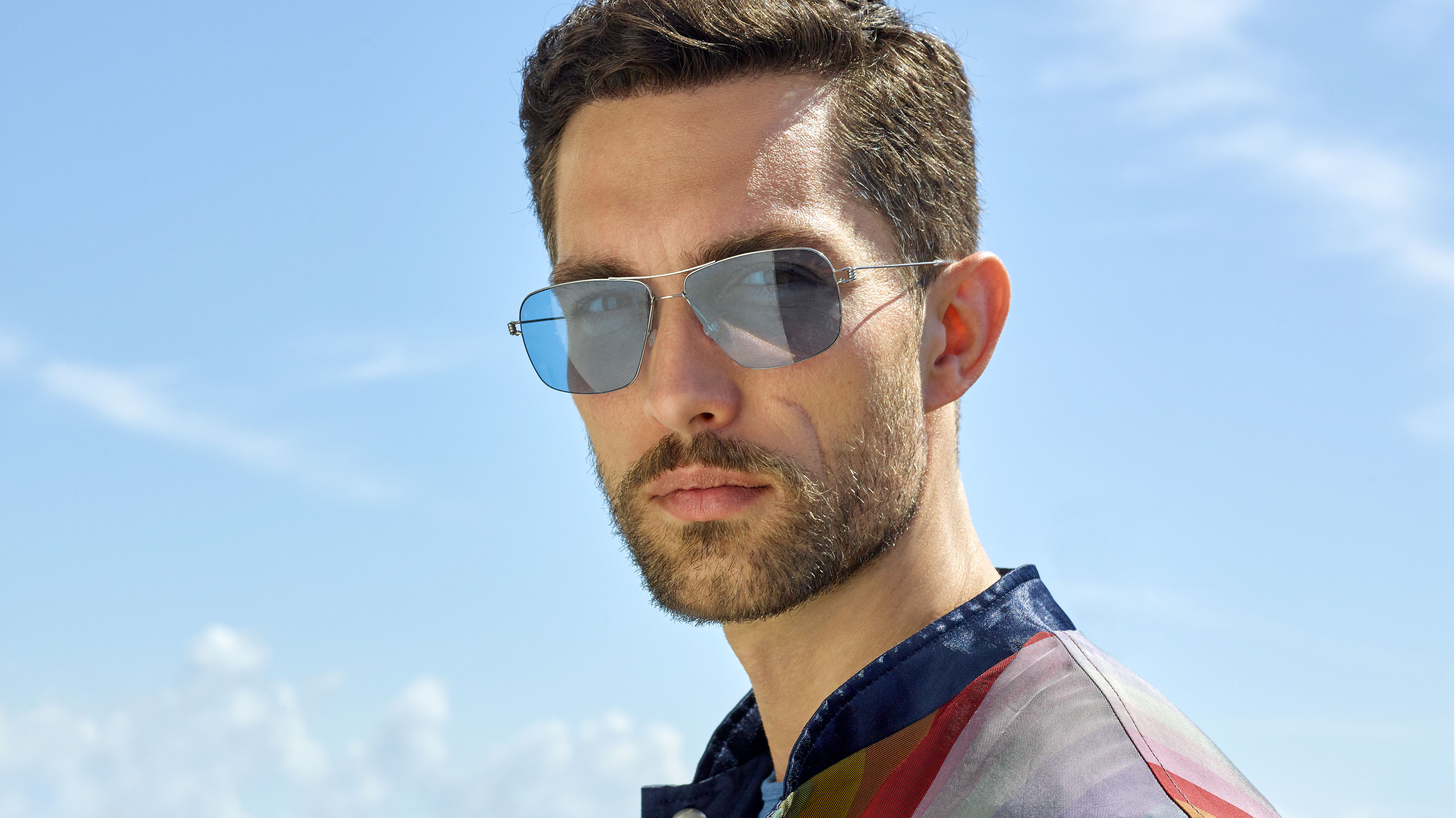 LINDBERG sun men’s titanium sunglasses in Model 8208 with blue tint lenses SL55